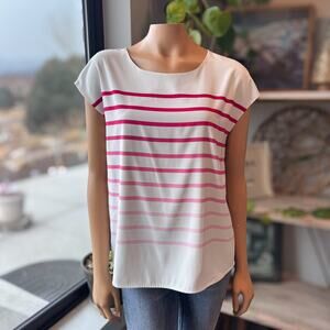 Calvin Klein Pink Ombre Striped Relaxed Fit Cap Sleeve Blouse, Women's Medium
